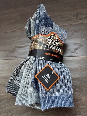 Realtree 3 pr. Wool Blend crew, full cushioned warm winter socks